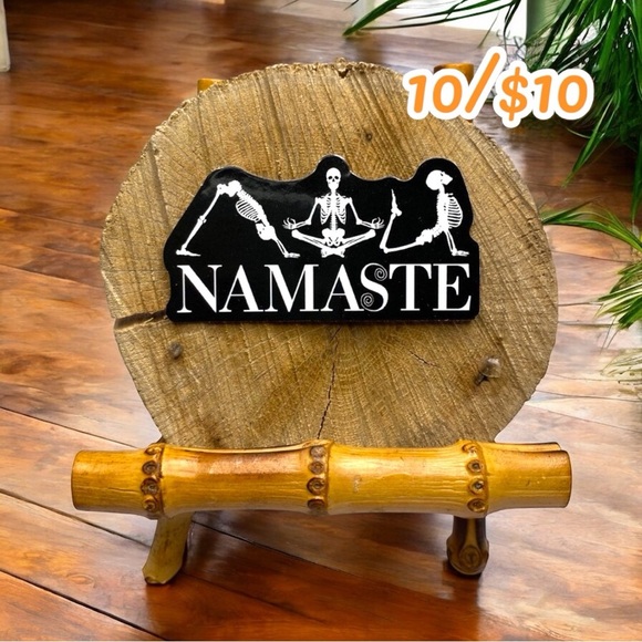 10 / $10 Namaste Skeleton Yoga Sticker - Black & White / Halloween - Picture 1 of 2